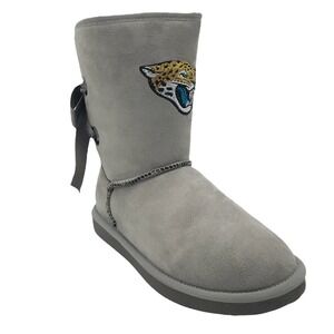 Jacksonville Jaguars NFL Gray Faux Suede Fur Winter Boots Women's Sz‎ 8